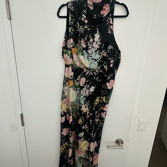 Petal & Pup Dresses & Skirts - Petal & Pup Floral Mock Neck Satin Cocktail Dress